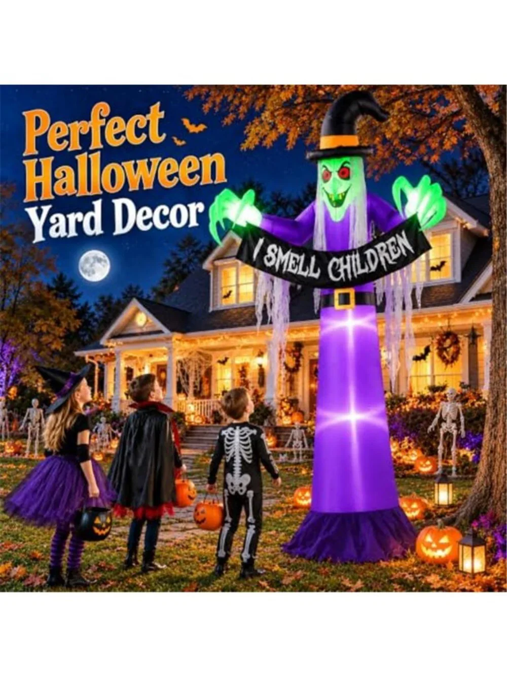 12FT Giant Halloween Inflatables Witch Outdoor Decorations, Giant Blow Ups with
